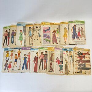 Simplicity Lot of 19 Patterns Vintage 70s Mens Womens Craft